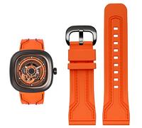 MGTCAR Bracelet de montre en caoutchouc pour homme Friday étanche à la sueur Chaîne de montre diesel 28 mm Noir Orange Accessoires de montre, 28mm, Agate