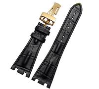 MGTCAR Bracelet de montre en cuir de crocodile avec boucle pliable de 28 mm pour AP 15703 26470SO Royal Oak Offshore Hommes Crocodile Sports Bracelet de montre, 28mm, Agate
