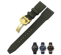 MGTCAR Bracelet de montre en cuir et fibre de nylon pour montre IWC IW377729 IW389001 Big Pilot Vert Bleu Noir 20 mm 21 mm 22 mm, 22mm, Agate