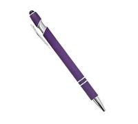 MGTCAR Lot de 20 à 200 stylos à bille en métal pour écran tactile, stylo publicitaire pour bureau, école, logo personnalisé, texte gravé au laser (violet foncé (argent), 50 stylos)