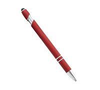 MGTCAR Lot de 20 stylos à bille en métal pour écran tactile, stylo publicitaire pour bureau, école, logo personnalisé, texte gravé au laser (rouge vin (argent), 20 stylos)