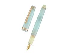 MGTCAR Stylo plume bleu glacier transparent de luxe avec clip doré/argenté de 12,4 mm pour une écriture fluide EF/F/M (blocs de couleurs, F)