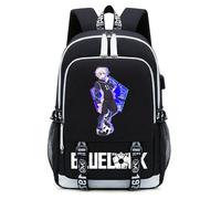 MGTERN Blue Lo-ck Student USB backpack, large capacity backpack, lightweight school bag suitable for teenage boys and girls ，Loisirse(Black)