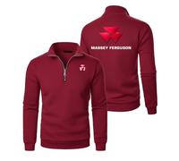 MGTERN Veste Chauffante Homme Zippé Massey fergus.on, Blouson de Sport Léger Col Montant, Coupe-Vent Décontracté avec Poche, print(Wine Red,XL)