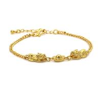 Mgutillart Bracelet à maillons réglables plaqué or 18 carats Feng Shui Pi Xiu, 8.1 inches, Alliage, Pas de gemme