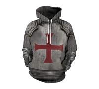 Mgyfady Knights Templiers Armor Sweat à Capuche croisé Vintage médiéval Knight Sweatshirt Cosplay Costumes, Gris foncé, Medium