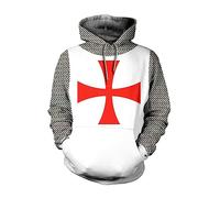 Mgyfady Sweat à capuche Armure Chevaliers Templiers Croix des Croisades Veste Pullover Sweater Sweatshirt Vintage Médiéval Chevalier Costumes de Cosplay
