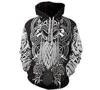 Mgyfady Sweat à capuche unisexe 3D réaliste imprimé fantaisie pour hommes femmes cool graphique sweat à capuche, Viking_3, XX-Large