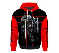 Mgyfady Sweat-shirt à capuche pour hommes avec impression 3D de Jésus-Christ, imprimé graphique chrétien, sweat-shirt Mon Dieu pour Halloween Noël, Rouge, XXL