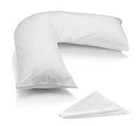 MH Home Oreiller de luxe en V avec taie d'oreiller - Oreiller orthopédique de soutien pour le cou, le dos et les épaules - Oreiller en forme de soutien de grossesse - Remplissage en fibre creuse de