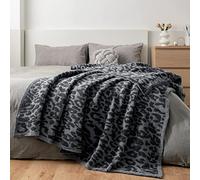 MH MYLUNE HOME Grande Couverture réversible en Polaire, en Microfibre Ultra Douce, à imprimé léopard, pour canapé, lit, canapé, Chaise, 180 x 200 cm, Bleu Marine