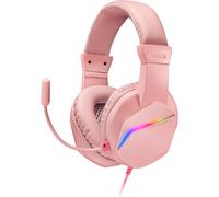 MH122P MH122, Casque de Jeu FRGB Over Ear avec Microphone, Son HiFi, Annulation du Son, Ultra Léger, PS4 PS5 Xbox Switch Switch 2 Tablet Windows Mac, Rose