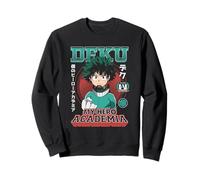 MHA Deku Portrait Collage with Badges and Kanji Anime Sweatshirt