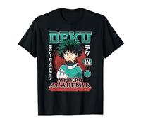 MHA Deku Portrait Collage with Badges and Kanji Anime T-Shirt