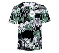 MHA T-Shirt Midoriya Izuku/Bakugo Katsuki T-shirt coloré imprimé Anime été manches courtes décontracté T-shirt de sport T-shirt pour homme femme, Type 1, M