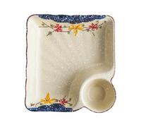 MHADBKH Assiette de service carrée en céramique émaillée facile à nettoyer avec compartiment à vinaigre pour raviolis Dim Sum Plateau de rangement de cuisine