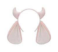 MHADBKH Bandeau en corne de mouton avec oreilles de fourrure grises et blanches - Accessoire de costume pour fêtes et cosplay - Bandeau en fourrure pour cosplay