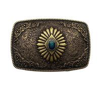 MHADBKH Boucle de ceinture pour homme, fleur gravé, Ancient blue