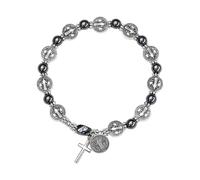 MHADBKH Bracelet à breloques religieux fait à la main - Accessoire de bijoux pour prière et cérémonies, Alliage/pierre biliaire noire, Pas de gemme
