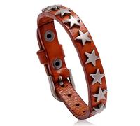 MHADBKH Bracelet punk en cuir avec boucle en forme d'étoile - Style gothique - Réglable - Bijoux tendance - En alliage - Étoile, taille unique, Comme décrit