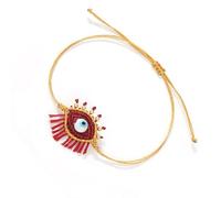 MHADBKH Bracelet réglable en perles de verre blanc avec breloque œil pour couples, bijoux faits à la main, design inspiré de la dopamine, F, Fil, Pas de gemme