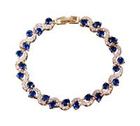 MHADBKH Bracelet rivière élégant avec pierres rondes en oxyde de zirconium pour femme - Accessoire de fête, Métal, Pas de gemme