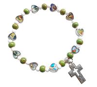 MHADBKH Bracelets de perles avec pendentif en forme de croix élastique pour femmes et filles, bijoux de fête, bracelets élastiques en forme de croix pour homme, One Size, Comme décrit