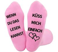 MHADBKH Chaussettes en coton avec inscription humoristique en caoutchouc imprimé lettres antidérapantes pour couple avec inscription « If You Read This Kiss », a, Taille unique