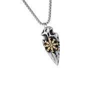 MHADBKH Collier multi-usage avec pendentif en forme de bouclier de runes vikinged en acier inoxydable antique doré pour homme