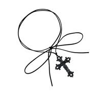 MHADBKH Collier ras du cou avec pendentif crucifix gothique en forme de cœur pour femme - Réglable - En velours noir, ZW117, Métal, Pas de gemme