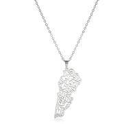 MHADBKH Collier ras du cou élégant en métal creux avec motif carte du Liban - Longueur réglable - Pour homme et femme, Acier titane, Pas de gemme