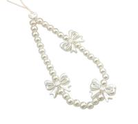 MHADBKH Cordon de téléphone élégant avec nœud et perles - Cadeau pour femmes et filles, Acrylique