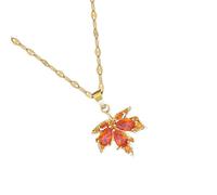 MHADBKH Élégant collier avec pendentif en forme de feuille d'érable avec incrustation verte pour les femmes à la mode à la recherche de bijoux inspirants de la nature, Acier inoxydable, Pas de gemme