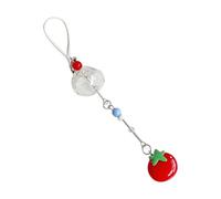 MHADBKH Élégant porte-clés trèfle à quatre feuilles et tomate pour téléphone - Ornement à suspendre pour les styles distinctifs et les amoureux de la nature, Four leaf grass, Alliage, Pas de gemme