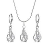 MHADBKH Élégantes boucles d'oreilles avec oxyde de zirconium, collier et boucles d'oreilles élégantes, parure de bijoux pour tenues de tous les jours, collier vintage, taille unique, Comme décrit