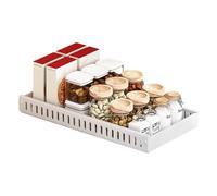 MHADBKH Étagère de rangement réglable avec étagères coulissantes pour ustensiles de cuisine, plats, plateau de construction en métal, étagère coulissante pour armoire de cuisine