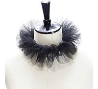 MHADBKH Femmes Renaissance Tulle Volants Faux Col Vintage en Maille Layered Petit Cou Ruff Décoratif Clown Cosplay Choker Layered Mesh Tulle Neck Ruff, Noir , taille unique