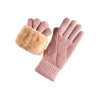 MHADBKH Gants isolants avec écran tactile - Design double tricot - Sports d'hiver en plein air - Ski - Cyclisme - Gants chauds en polyester acrylique pour femme