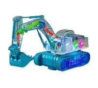 MHADBKH Lighted Up Musical Excavator Vehicle Toy Learning Digger with Clear Mechanical Gears for Toddler Preschooler Movable Joint Digger