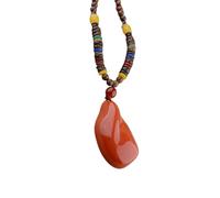 MHADBKH Long collier avec pendentif Bodhi en perles en bois symbolisant la chance et la paix pour la méditation ou au quotidien, Chicken blood red, Arbre, Pas de gemme