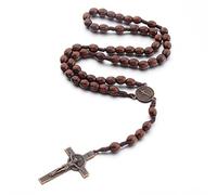MHADBKH Longue corde pour collier avec pendentif en forme de croix pour homme et femme, chapelet religieux, perles tissées à la main, bijoux religieux pour femmes, taille unique, Comme décrit, Comme