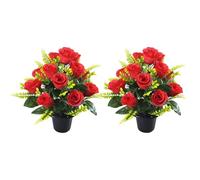 MHADBKH Lot de 2 bouquets de fleurs artificielles réalistes en soie pour cimetière et Noël, décorations d'intérieur, fleurs funéraires