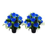 MHADBKH Lot de 2 bouquets de fleurs artificielles réalistes en soie pour cimetière et Noël, décorations d'intérieur, fleurs funéraires