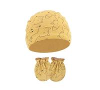 MHADBKH Lot de 2 chapeaux et gants pour bébé - Turban - Coupe-vent - Printemps - Automne - Bonnet d'hôpital - Avec protection anti-rayures assortie pour bébé, t, Taille unique