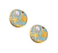 MHADBKH Lot de 2 pendentifs en acier inoxydable sur le thème de l'océanique en forme d'étoile de mer et feuille pour bijoux et accessoires, Golden Green, Acier inoxydable, Pas de gemme