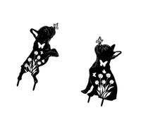 MHADBKH Lot de 2 piquets de jardin en acrylique, motif papillons et chiens | Art de jardin en acrylique résistant aux intempéries pour parterres de fleurs, décoration de cour de maison