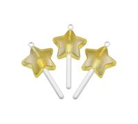 MHADBKH Lot de 3 pendentifs ronds uniques en forme d'étoile et de cœur avec revêtement en résine robuste pour un usage quotidien décontracté, five-pointed star, Résine, Pas de gemme