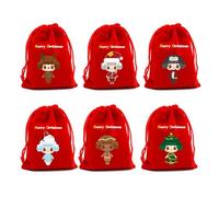 MHADBKH Lot de 6 sacs à friandises de Noël en tissu 20 x 30 cm