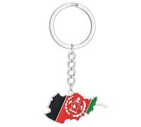 MHADBKH Porte-clés avec breloque drapeau de l'Afghanistan - Pendentif carte de pays - Bijoux vintage pour homme et femme - Porte-clés de voiture Y2K - Porte-clés décoratif pour sac à dos, Argenté., A