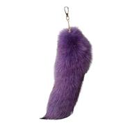 MHADBKH Porte-clés réaliste en forme de queue de renard - Décoration de sac - Pour femme, violet, M